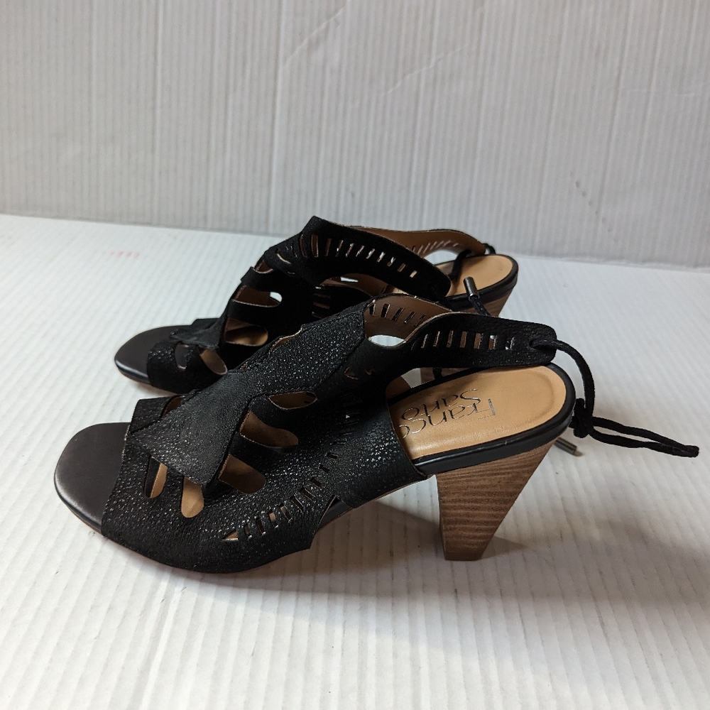 FRANCO SARTO Womens Carolina Black Lace Up Open Toe Leather Sandals Size 8 M